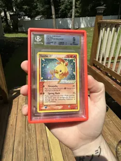 2004 Pokemon Torchic Mudkip and Treecko Gold Star BGS 9 TRIO SWIRLS MINT - Image 2