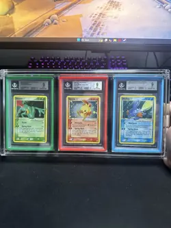 2004 Pokemon Torchic Mudkip and Treecko Gold Star BGS 9 TRIO SWIRLS MINT - Image 5