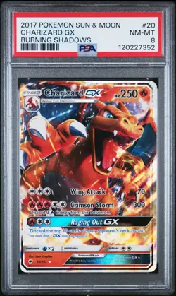 CHARIZARD GX (PSA 8) Pokemon Sun & Moon Burning Shadows 20/147 - Image 1