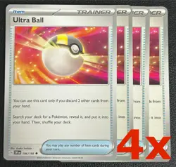 4x Ultra Ball 196/198 x4 Scarlet & Violet Pokemon TCG Playset - Image 1