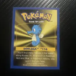 Pokemon: HORSEA #116 [Game Tip Card] - [Kellogg's Canada Cereal Promo (1999)] - Image 1