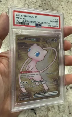 PSA 10 GEM MINT 2023 Pokemon 151 MEW EX 205 Ultra Premium Metal Promo Card - Image 1