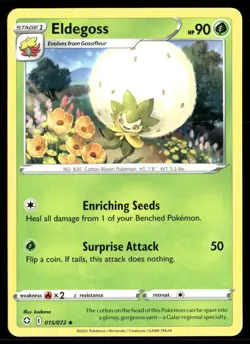 2021 Shining Fates Set Pokemon Card 015 Eldegoss NM - Image 1
