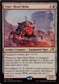 155/302 OGRE-HEAD HELM RARE KAMIGAWA: NEON DYNASTY MTG CARD - Image 1