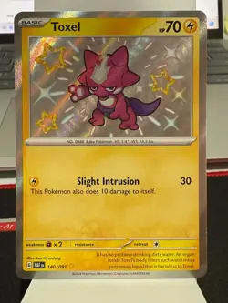 NM-Mint, English Pokemon card Holo Toxel - 140/091 Shiny Rare SV- Paldean Fates - Image 2