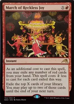 154/302 MARCH OF RECKLESS JOY RARE KAMIGAWA: NEON DYNASTY MTG CARD - Image 1