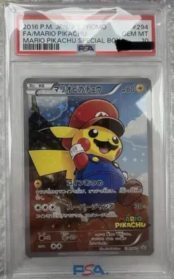2016 Pokemon Japanese XY Promo Special Box Full Art Mario Pikachu #294 psa 10 - Image 1