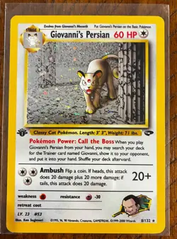 Pokemon TCG Giovanni's Persian 8/132 GYM Challenge 1st Edition Holo Rare NM - Image 1