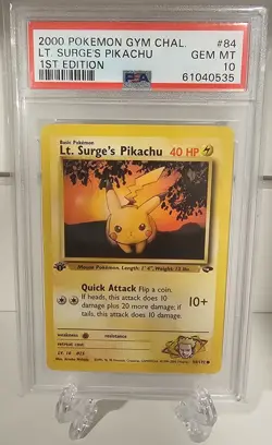 PSA 10 Pokemon Lt. Surge's Pikachu #84 - 1st Edition Gym Challenge - Image 1