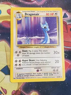 LP Pokemon Dragonair 18/102 Base Set Unlimited Non-Holo Rare Card WOTC VINTAGE - Image 1