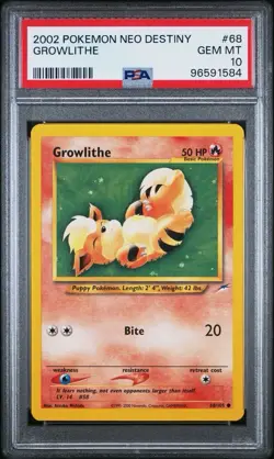 2002 Pokemon Neo Destiny # 68 Growlithe PSA 10 Card GEM MINT! Trusted Seller! - Image 1
