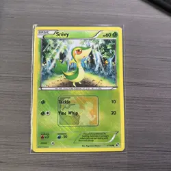 Snivy 1/114 Black & White Crosshatch Reverse Holo Pokemon League Promo TCG Card - Image 1