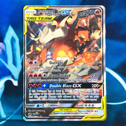 Reshiram & Charizard GX - SM201 Full Alt Art Black Star Promo Pokemon Card - LP - Image 1