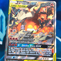 Reshiram & Charizard GX - SM201 Full Alt Art Black Star Promo Pokemon Card - LP - Image 2
