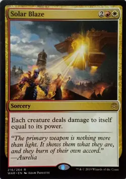 216/264 SOLAR BLAZE RARE WAR OF THE SPARK MTG CARD - Image 1