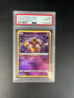 PSA 10 GEM MINT Radiant Alakazam 059 SWSH Silver Tempest Pokemon Card - Image 1