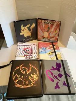 6 POKEMON TRADING CARD GAME 3 RING BINDERS & NOTEBOOKS 151 CHARIZARD MEWTWO PLUS - Image 1