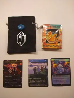 MTG FINAL FANTASY PROMO LOT FOIL DICE BAG PIN DIABOLOS D10 BLUE CHOCOBO RARE - Image 1