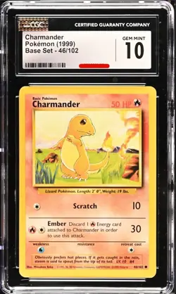 CHARMANDER - 46/102 POKEMON CARD 1999 BASE SET - CGC 10 GEM MINT 💎 46/102 - Image 3
