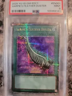 PSA 9 HARPIE'S FEATHER DUSTER PRISMATIC PROMO EDC1-EN001 YUGIOH 2025 ENGLISH - Image 1