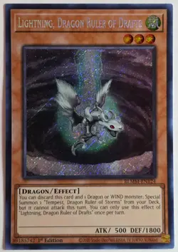 Yugioh Lightning, Dragon Ruler of Drafts BLMM-EN124 Secret Rare 1st Edition - Image 1