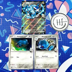 Pokemon TCG English Card Lot | Beldum Metang Metagross EX RR 3 Card Set - Image 1