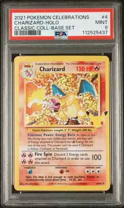 2021 Pokemon Celebrations Classic Collection Charizard Base Set PSA 9 4/102 - Image 1