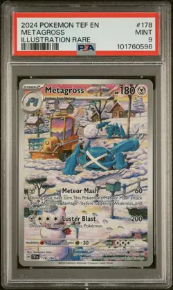 2024 POKEMON TEF EN-TEMPORAL FORCES ILLUSTRATION RARE #178 METAGROSS PSA 9 - Image 1