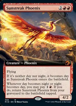 1x Sunstreak Phoenix - Foil Extended Art NM Eng MTG - Midnight Hunt - Image 1