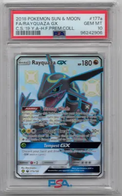 Pokemon TCG Hidden Fates Rayquaza GX Promo Premium Coll. 177a/168 PSA 10 - Image 1
