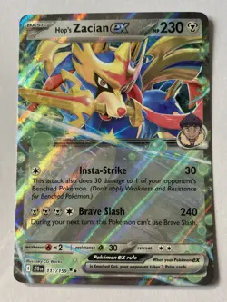 Pokemon TCG Card - Hop's Zacian ex 111/159 - Ultra Rare Holo - NM - 1¢ start! - Image 1