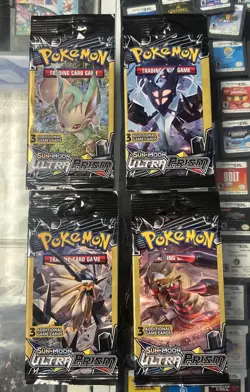 POKEMON Sun & Moon ULTRA PRISM 3 Card Mini Booster Packs Complete Pack Art Set - Image 1