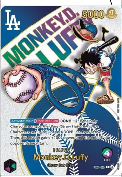 Monkey D Luffy LA Dodgers Promo Leader Card One Piece TCG Custom PROXY*** - Image 1