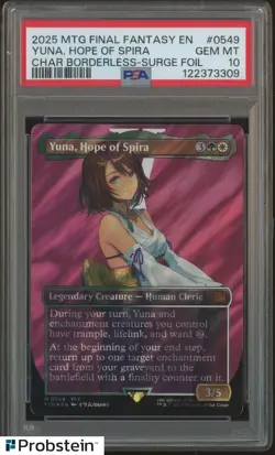 2025 MTG Final Fantasy EN Borderless Surge Foil #0549 Yuna Hope of Spira PSA 10 - Image 1