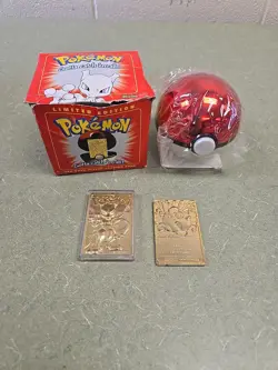 1999 Burger King Pokemon Mewtwo 23k Gold Plated Card & Pokeball Sealed, READ!!! - Image 1