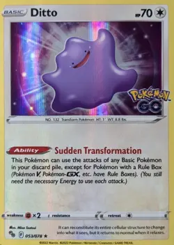 Ditto 053/078 Pokemon Go Holo Rare Pokemon TCG 2022 NM - Image 1