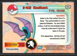 Golbat #42 Pokemon 1999 Topps TV Animation Edition Series 1 Blue Logo - Image 2