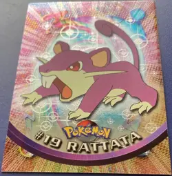 RATTATA Pokemon 1999 Topps 19 Black Logo TV Animation Edition Holo FOIL Textured - Image 1