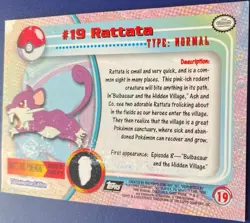 RATTATA Pokemon 1999 Topps 19 Black Logo TV Animation Edition Holo FOIL Textured - Image 2