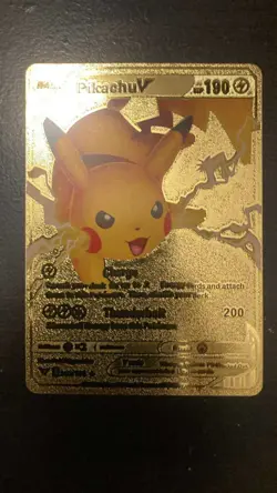 Gold - Pikachu V - Pokemon - Fan Art Card - Image 1
