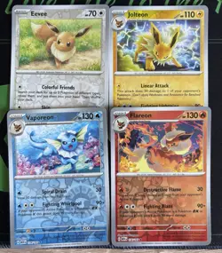Eevee Vaporeon Flareon Jolteon Scarlet & Violet 151 Reverse Holo Lot 4 Cards - Image 1