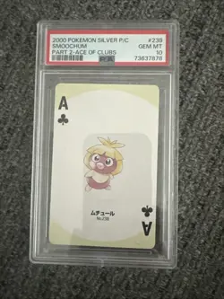 Pokemon Smoochum PSA 10 Silver 2000 Playing Card Ace Of Clubs RARE PART 2 POP 4 - Image 1