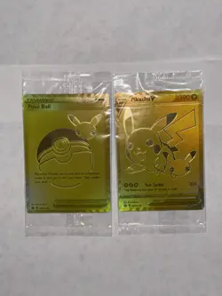 Sealed Pokemon Celebrations Pikachu V & PokeBall UPC Gold Promo Cards 2021 25th - Image 2