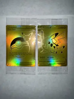 Sealed Pokemon Celebrations Pikachu V & PokeBall UPC Gold Promo Cards 2021 25th - Image 3