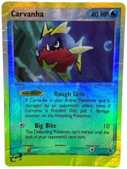 Carvanha 51/109 Ruby and Sapphire Reverse Holo E Reader Pokemon Card NO RESERVE - Image 1