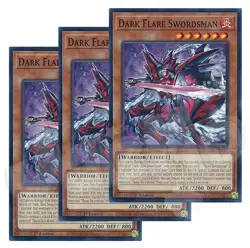 Yugioh - Dark Flare Swordsman x 3 - 1st Edition NM - Plus Free Holo Card - Image 1
