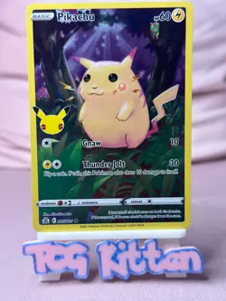 Pikachu Card Full Art 005/025 Holo Celebrations 25th Anniversary TCGKITTEN - Image 1