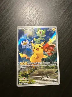 Pikachu - SVP027 - Full Art Black Star Holo Rare Promo - Pokemon Card - NM - Image 1