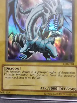 YUGIOH BLUE EYES WHITE DRAGON Foil Shift Ultra Rare Holo LOB-001 PSA 4 VG-EX - Image 4