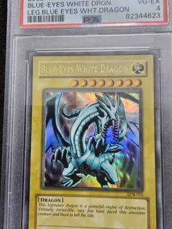 YUGIOH BLUE EYES WHITE DRAGON Foil Shift Ultra Rare Holo LOB-001 PSA 4 VG-EX - Image 5